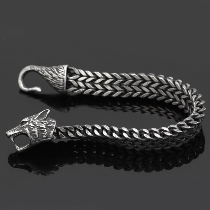 1622185845785 Bracelet Men Stainless Steel Vintage Black Wolf Head Cuban Chain Hand Wristband Male Fashion Jewelry Wholesale Accessories Gifts