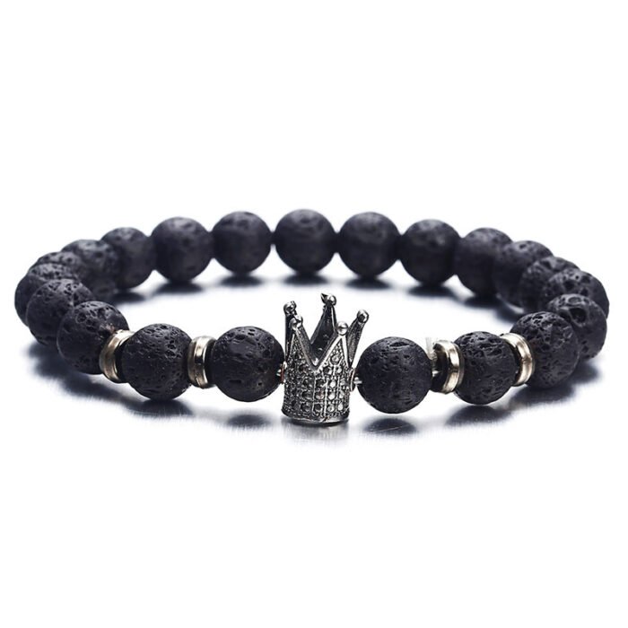 2feff88b 1373 442c bf95 9ea1ff2dbd33 Fashion Lava Natural Stone Beads Bracelet For Women Men Man Crystal Crown Hand Bracelets Jewelry Mens Accessories
