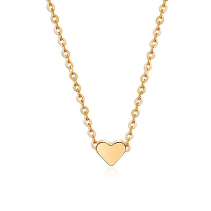 3043940d 1ef1 4b32 929c 3404c73b885f Simple Fashion Gold Color Double-sided Love Pendant Necklaces Clavicle Chains Necklace Women Jewelry Valentines Day Gift