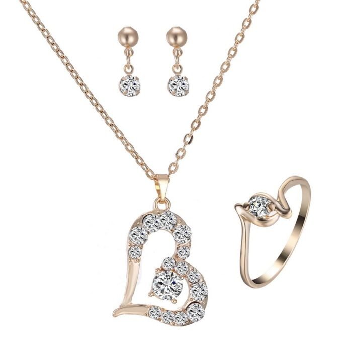 3134128671 315112120 Heart Pendant Jewelry Set Rhinestone Jewellery