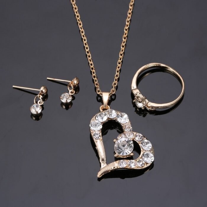 3135602725 315112120 Heart Pendant Jewelry Set Rhinestone Jewellery