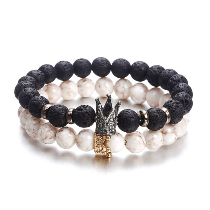 37159c28 fb53 4620 ab84 dde857d5307a Fashion Lava Natural Stone Beads Bracelet For Women Men Man Crystal Crown Hand Bracelets Jewelry Mens Accessories