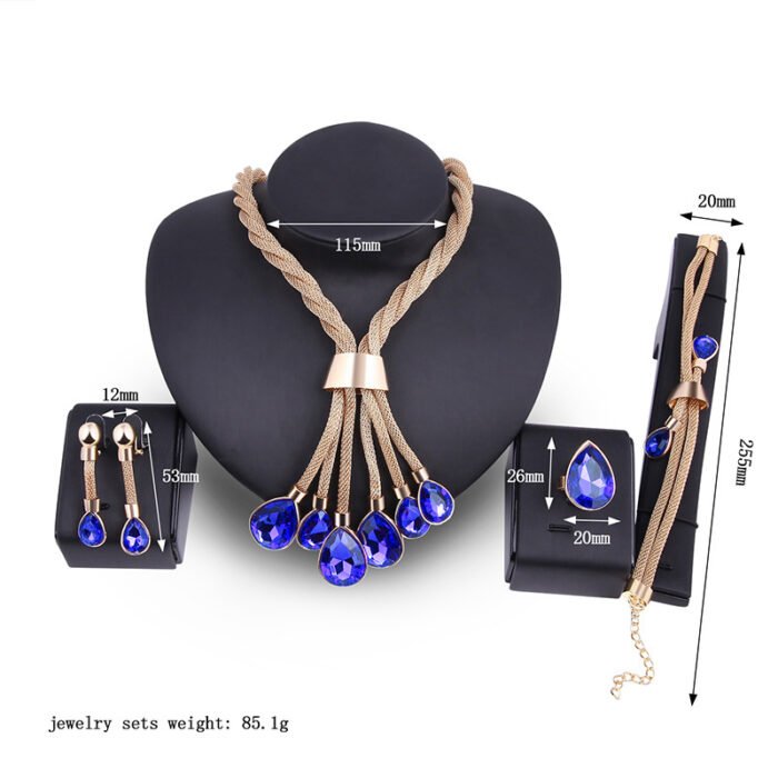 40d40f61 d597 4c37 ba2f 16cf0ab4024a Necklac Earrings Jewellery Set Four-piece Gilded