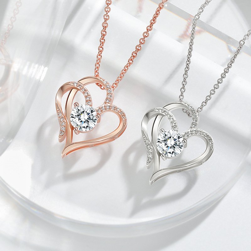 The Zircon Double Heart Necklace Stealing Hearts