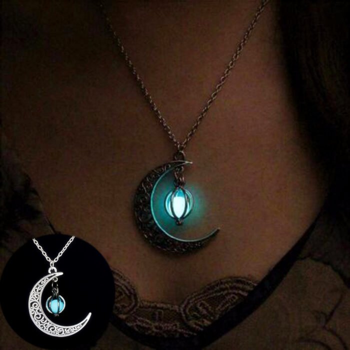 66809ba7 0332 4d91 8f8b b2fcb55260e4 Fashion Moon Natural Glowing Stone Healing Necklace Women Gift Charm Luminous Pendant Necklace Jewelry