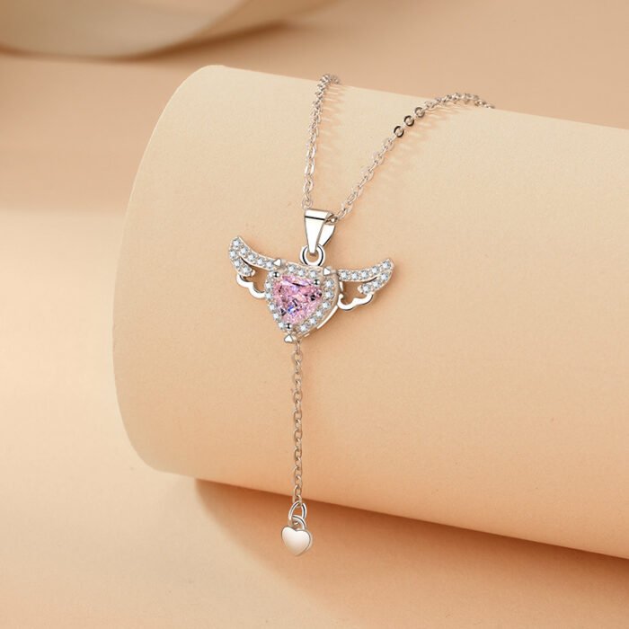 8bf888c5 5b8b 4052 807b 52d69ee0d490 Cupid Heart Angel Wings Tassel Necklace Clavicle Chain Women Jewelry Gift Valentine's Day