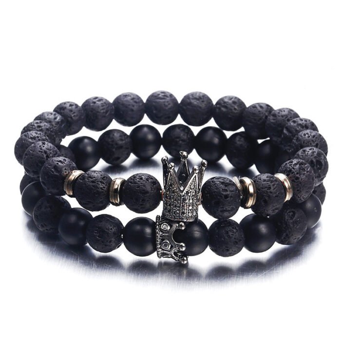 9ab598e7 84dc 4911 96d4 8e3f35212426 Fashion Lava Natural Stone Beads Bracelet For Women Men Man Crystal Crown Hand Bracelets Jewelry Mens Accessories