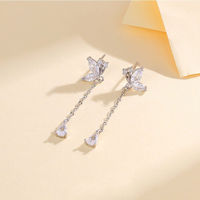 9b9d1493 a73b 4911 a0b7 18b484121e60 Butterfly Zircon Tassel Earrings Women's Niche Exquisite Long Earrings Jewelry