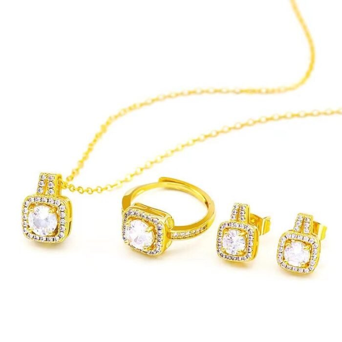 O1CN01GdO6rd1gWI99Ikv1D 992754149 0 cib Fashion Jewelry Set Zircon Gem Pendant Chain Choker Necklace For Women Gold Color Stud Earring Statement Wedding Ring