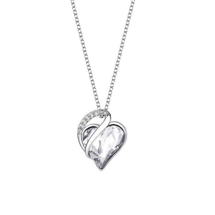 baac53fc e9d6 4049 8129 96da7baa6647 Sliver Heart Shaped Geometric Necklace Jewelry Women's Clavicle Chain Valentine's Mothers Day Gift