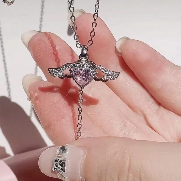 bb5e6408 cb60 47d2 bb25 f4bba6383f2b Cupid Heart Angel Wings Tassel Necklace Clavicle Chain Women Jewelry Gift Valentine's Day