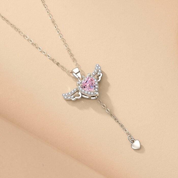 f2d5801f 1d8c 49e3 b129 88c38c8386e9 Cupid Heart Angel Wings Tassel Necklace Clavicle Chain Women Jewelry Gift Valentine's Day