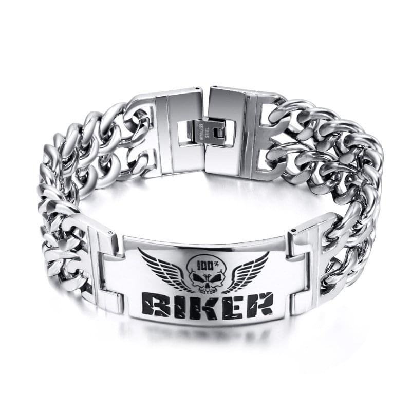 Vnox Biker Bracelets Men's Jewelry 316L Stainless Steel Skull Double Chain Charm Gift Vnox Biker Bracelets Men's Jewelry 316L Stainless Steel Skull Double Chain Charm Gift
