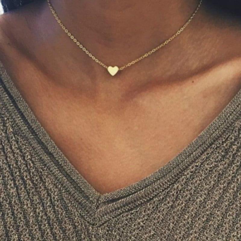 b6b3b5da dd0a 4fd8 9fc1 0c22984f174f Simple Fashion Gold Color Double-sided Love Pendant Necklaces Clavicle Chains Necklace Women Jewelry Valentines Day Gift